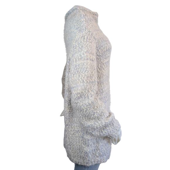 NEW Jones New York Turtleneck Tunic Sweater XL Fuzzy Boucle Gray White Oversized - Picture 5 of 10